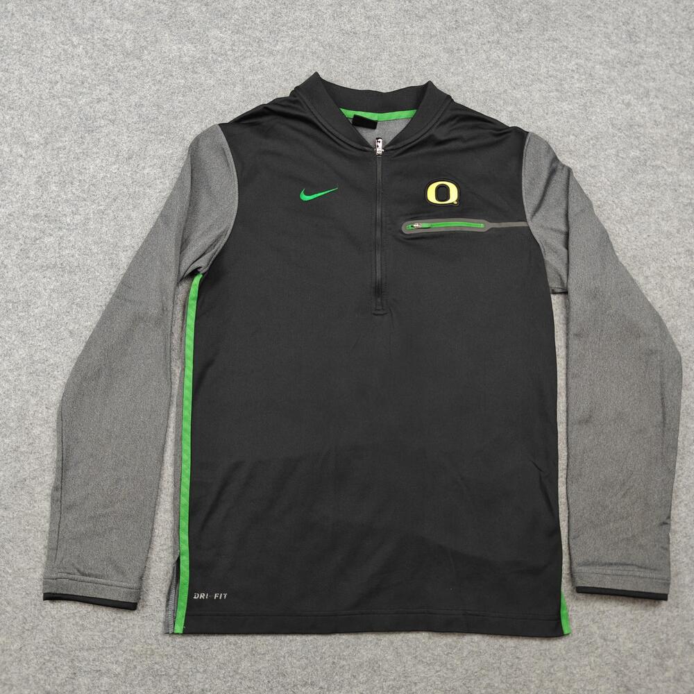Oregon Ducks Jacket Mens Small Black NCAA Football Nike Dri-FIT Quarter Zip